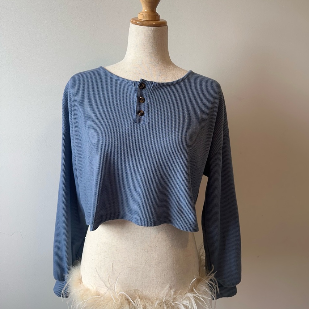 Blue Button-Up Women's Top